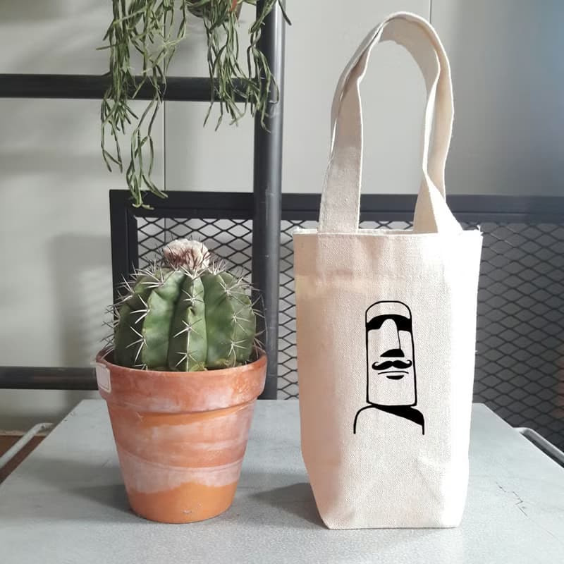 摩艾 鬍子 Moai 隨行杯手機錢包飲料提袋帆布 原創 插畫 復活節島