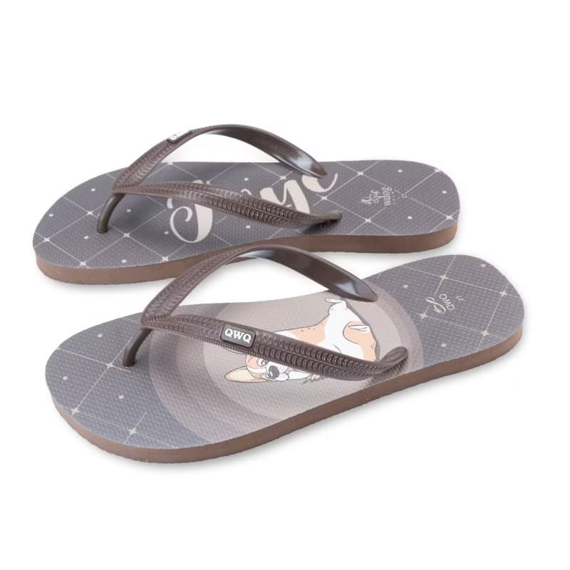 男夾腳拖鞋 汪來汪趣  柯基 狗狗 防滑防水人字拖  巧克力