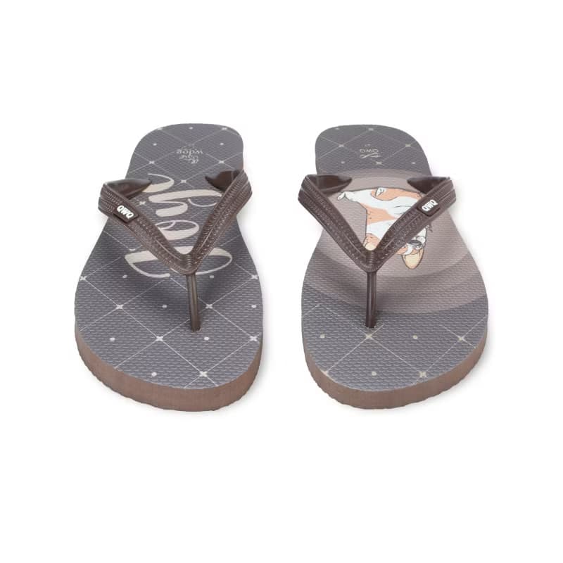 男夾腳拖鞋 汪來汪趣  柯基 狗狗 防滑防水人字拖  巧克力