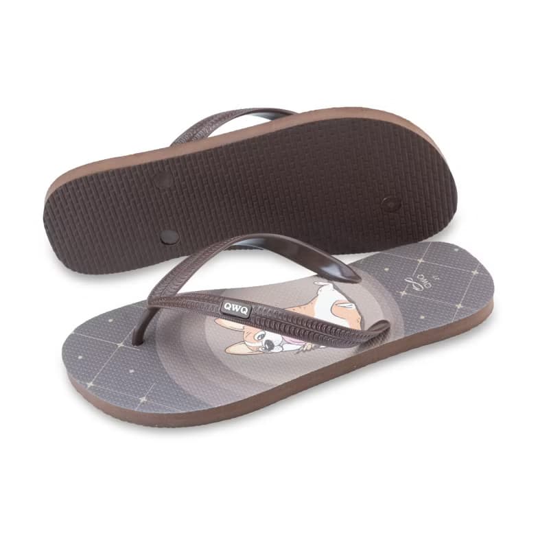 男夾腳拖鞋 汪來汪趣  柯基 狗狗 防滑防水人字拖  巧克力