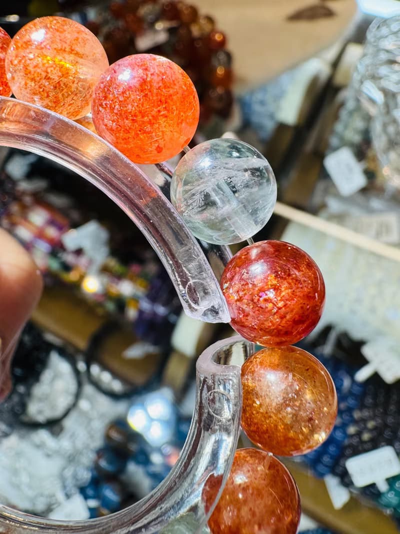 小精品阿魯沙10mm26.90g水晶金太陽綠柱石共生化太歲招財事業擋煞