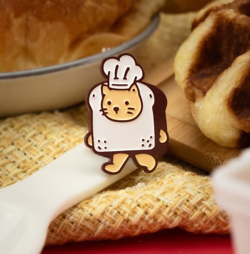 BaCatte Sando Dyed Enamel Pin — Sandwich Baker Cat | Cute Food Illustrations