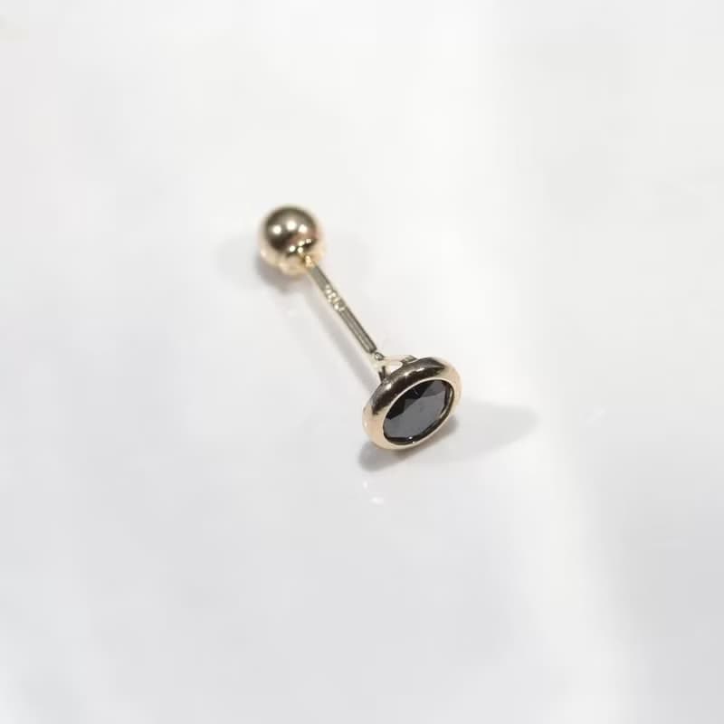 14K Black CZ Piercing 黑包金鎖珠耳環耳骨 耳窩 不退色
