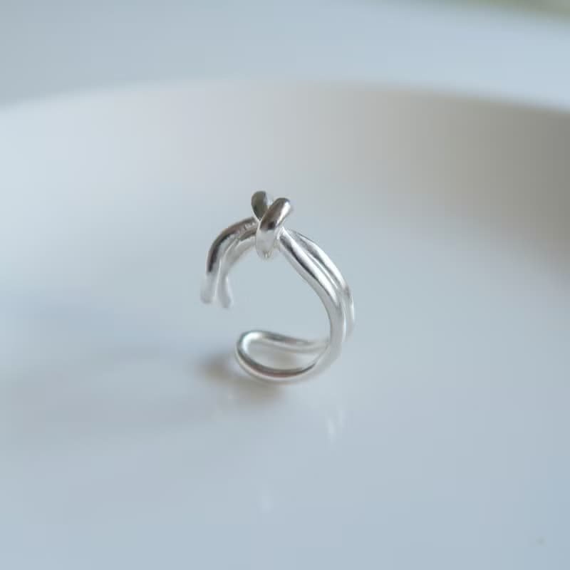 925純銀 結 心 厚實心 耳骨夾 耳環 耳夾 免費送禮包裝