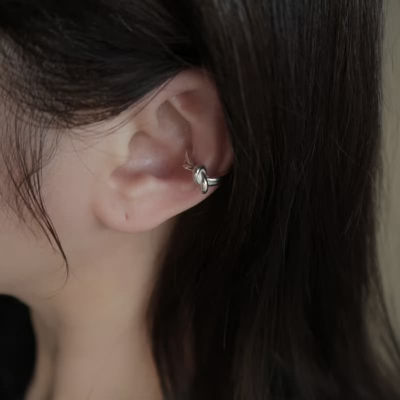 925純銀 結 心 厚實心 耳骨夾 耳環 耳夾 免費送禮包裝