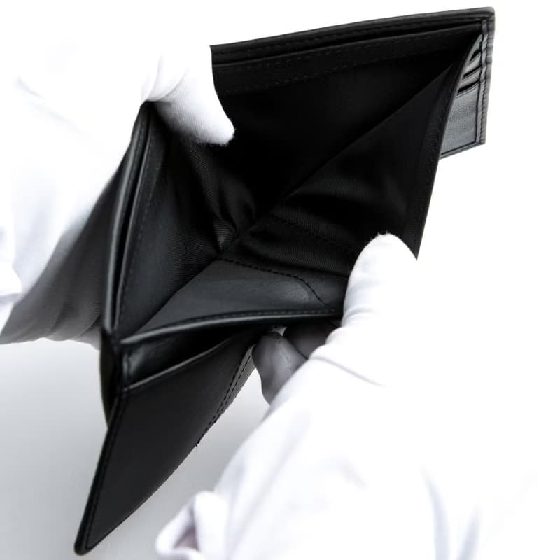 黑色魟魚皮革手工錢包 牛皮內裡 8卡槽 雙透明證件位