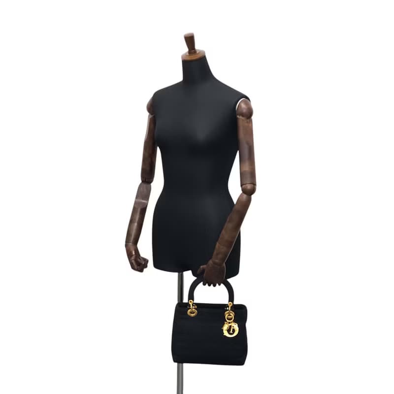 【 日本直送　名牌中古包 】Christian Dior レディディオール カナージュ ハンドバッグ ネイビー ナイロン vintage オールド ikb6ck