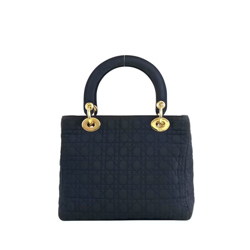 【 日本直送　名牌中古包 】Christian Dior レディディオール カナージュ ハンドバッグ ネイビー ナイロン vintage オールド ikb6ck