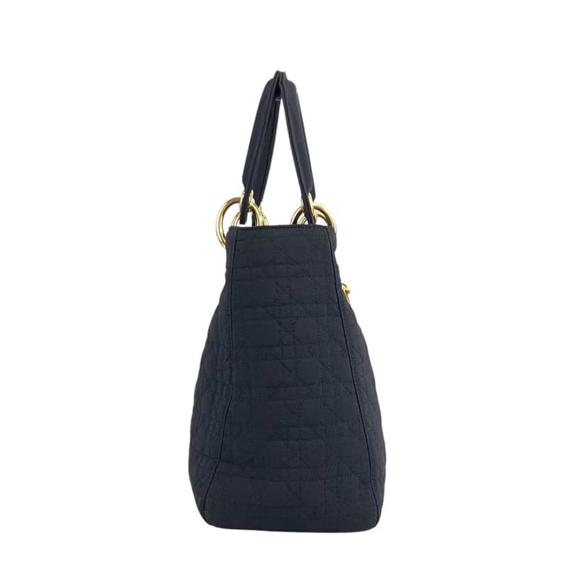 【 日本直送　名牌中古包 】Christian Dior レディディオール カナージュ ハンドバッグ ネイビー ナイロン vintage オールド ikb6ck