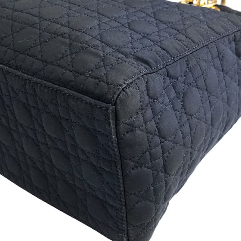 【 日本直送　名牌中古包 】Christian Dior レディディオール カナージュ ハンドバッグ ネイビー ナイロン vintage オールド ikb6ck