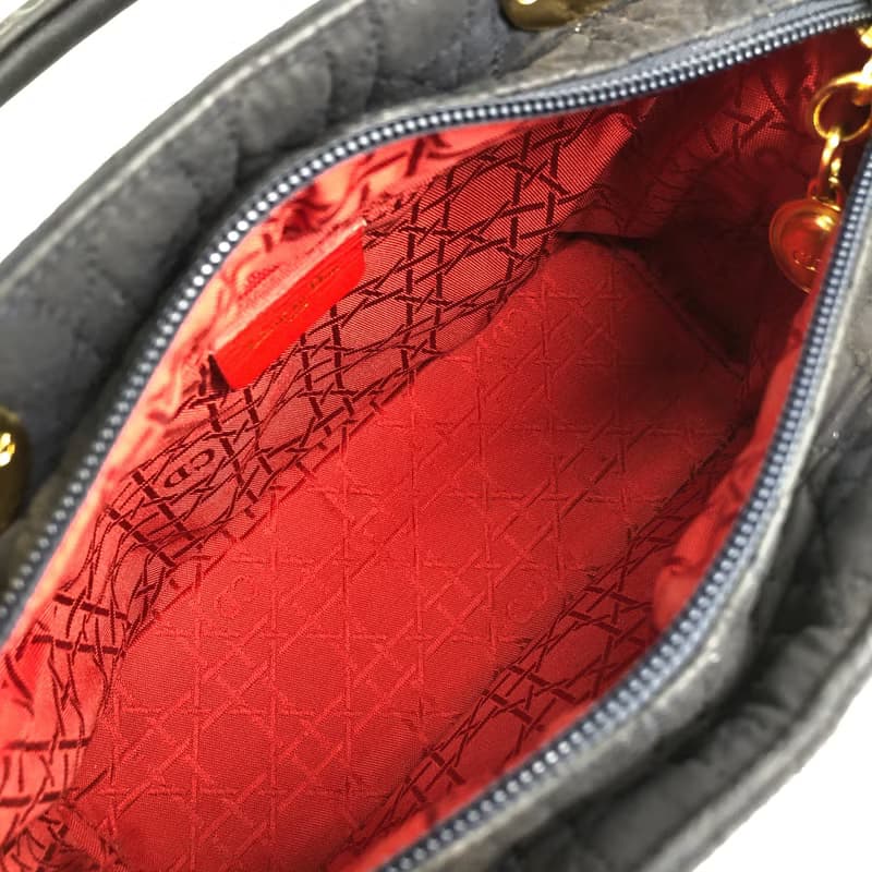 【 日本直送　名牌中古包 】Christian Dior レディディオール カナージュ ハンドバッグ ネイビー ナイロン vintage オールド ikb6ck