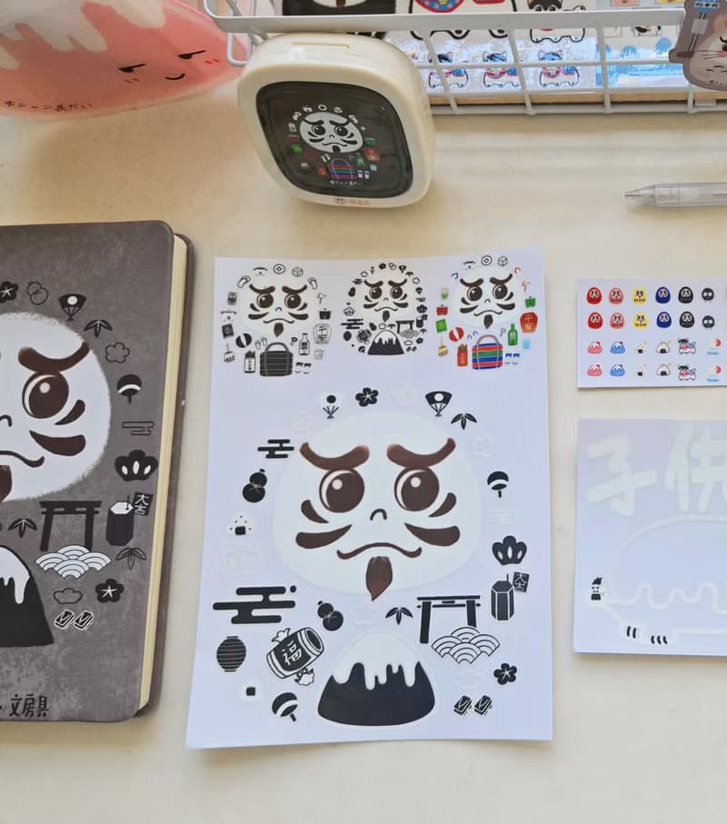 獨家だるま 車貼 文具 筆電 手機殼 行李箱 水壺 鐵盒 玻璃 貼紙