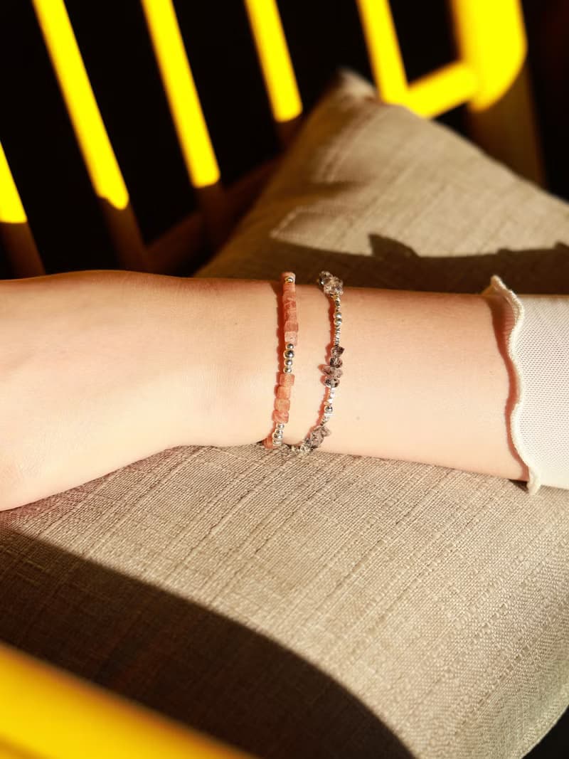 胡桃日記。赫基蒙水晶 Herkimer S925純銀 時髦水晶手鍊