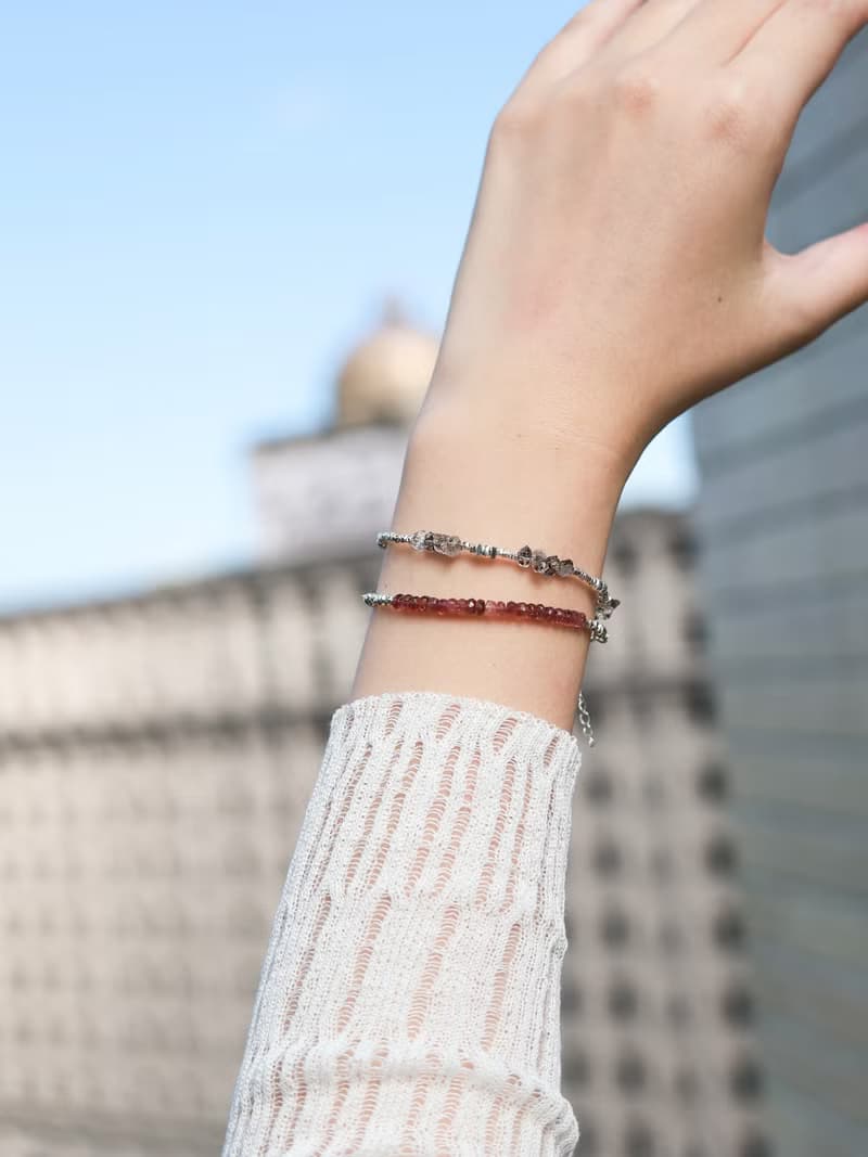 胡桃日記。赫基蒙水晶 Herkimer S925純銀 時髦水晶手鍊