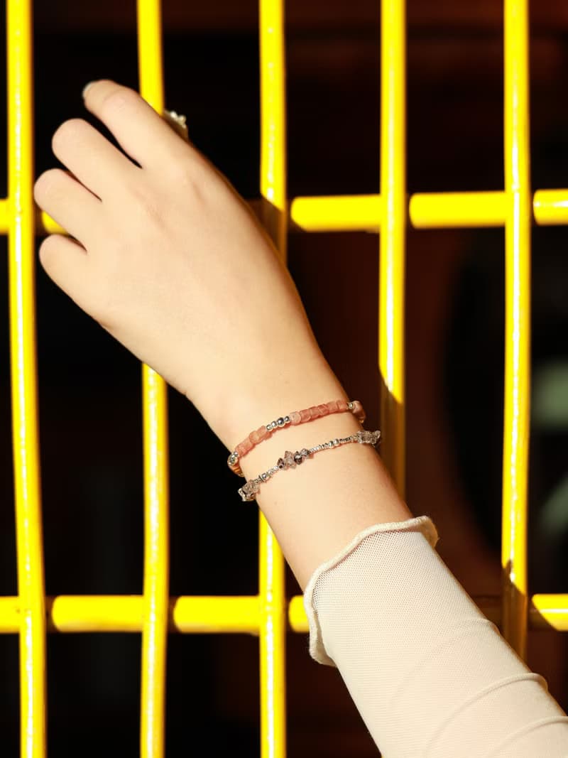 胡桃日記。赫基蒙水晶 Herkimer S925純銀 時髦水晶手鍊