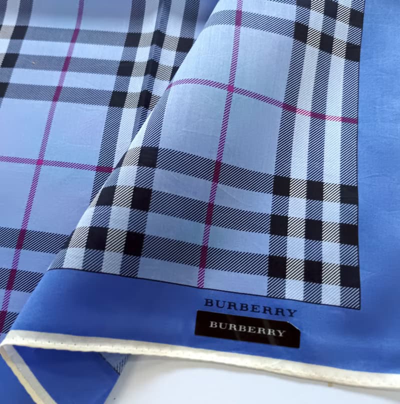 Burberry Vintage Handkerchief Blue Check Wedding Gift 20 x 20 inches.