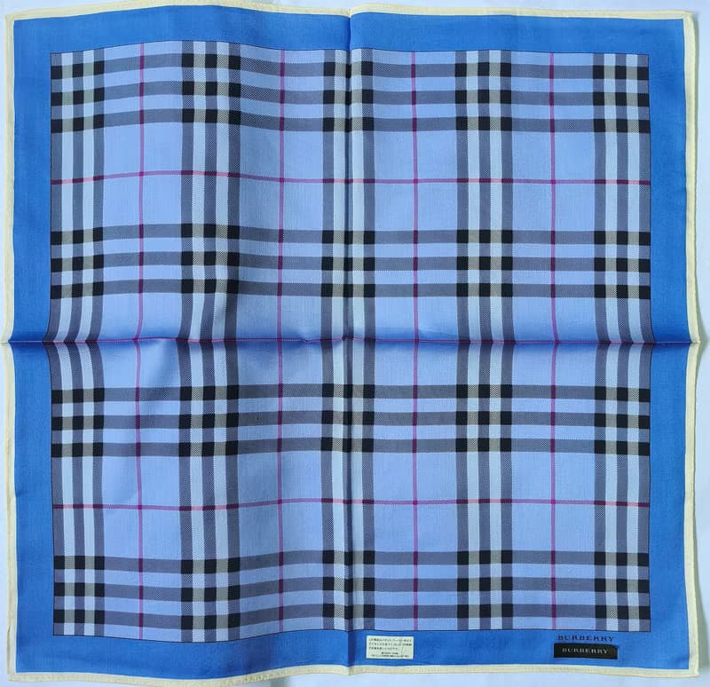 Burberry Vintage Handkerchief Blue Check Wedding Gift 20 x 20 inches.