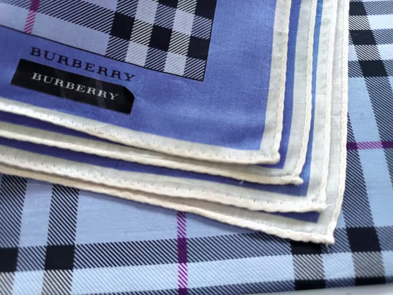 Burberry Vintage Handkerchief Blue Check Wedding Gift 20 x 20 inches.