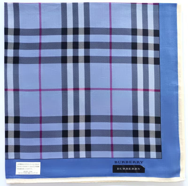 Burberry Vintage Handkerchief Blue Check Wedding Gift 20 x 20 inches.
