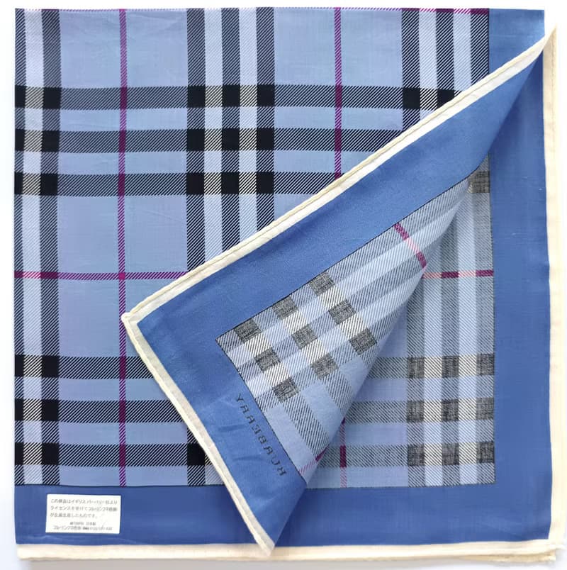 Burberry Vintage Handkerchief Blue Check Wedding Gift 20 x 20 inches.