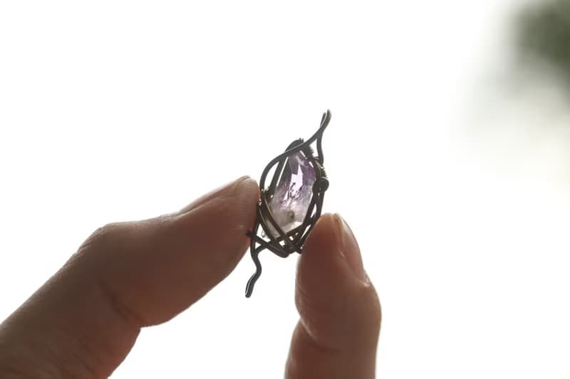 【水晶系列】克魯茲 完整雙晶 淺紫 送禮 銅纏繞墜飾 ５ _ 煙