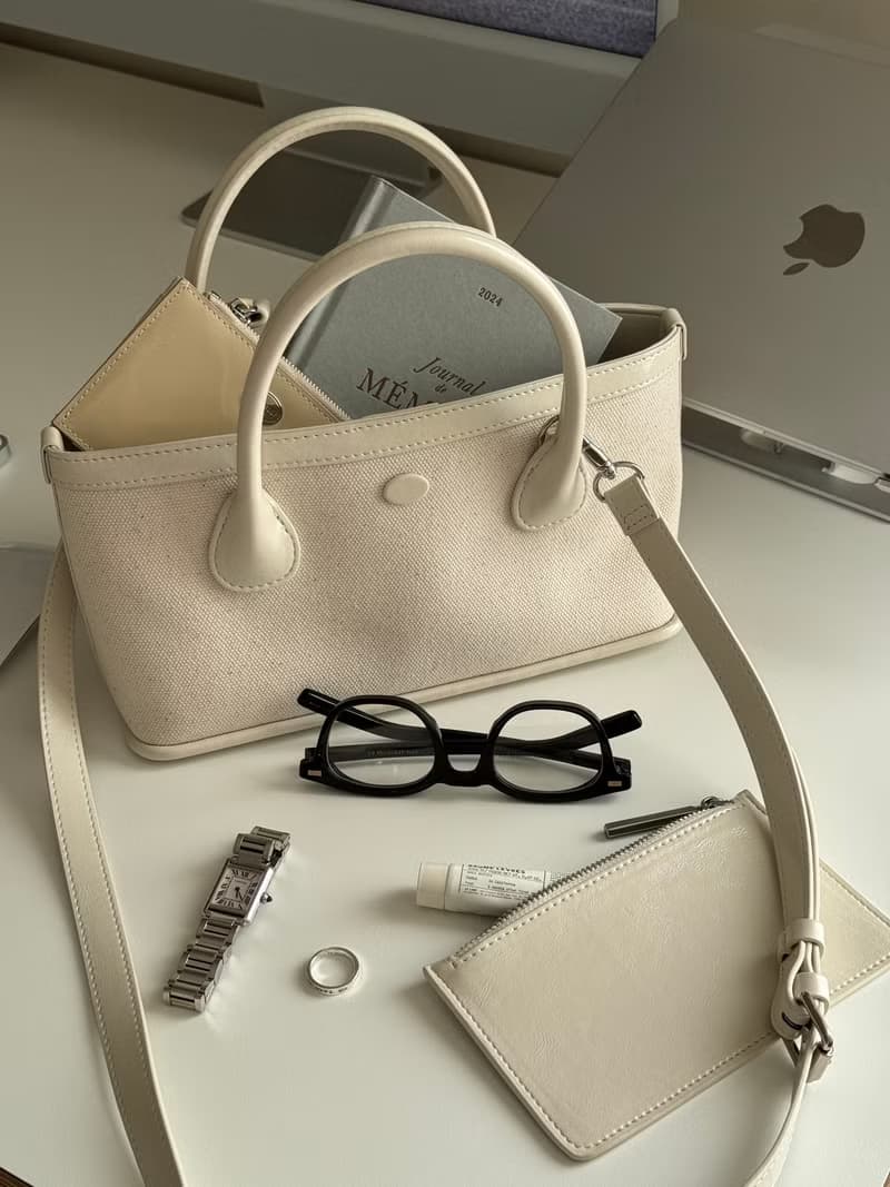 韓國 The Ally | AMY/MINI AMY BAG (附小袋)|白色|帆布斜背包