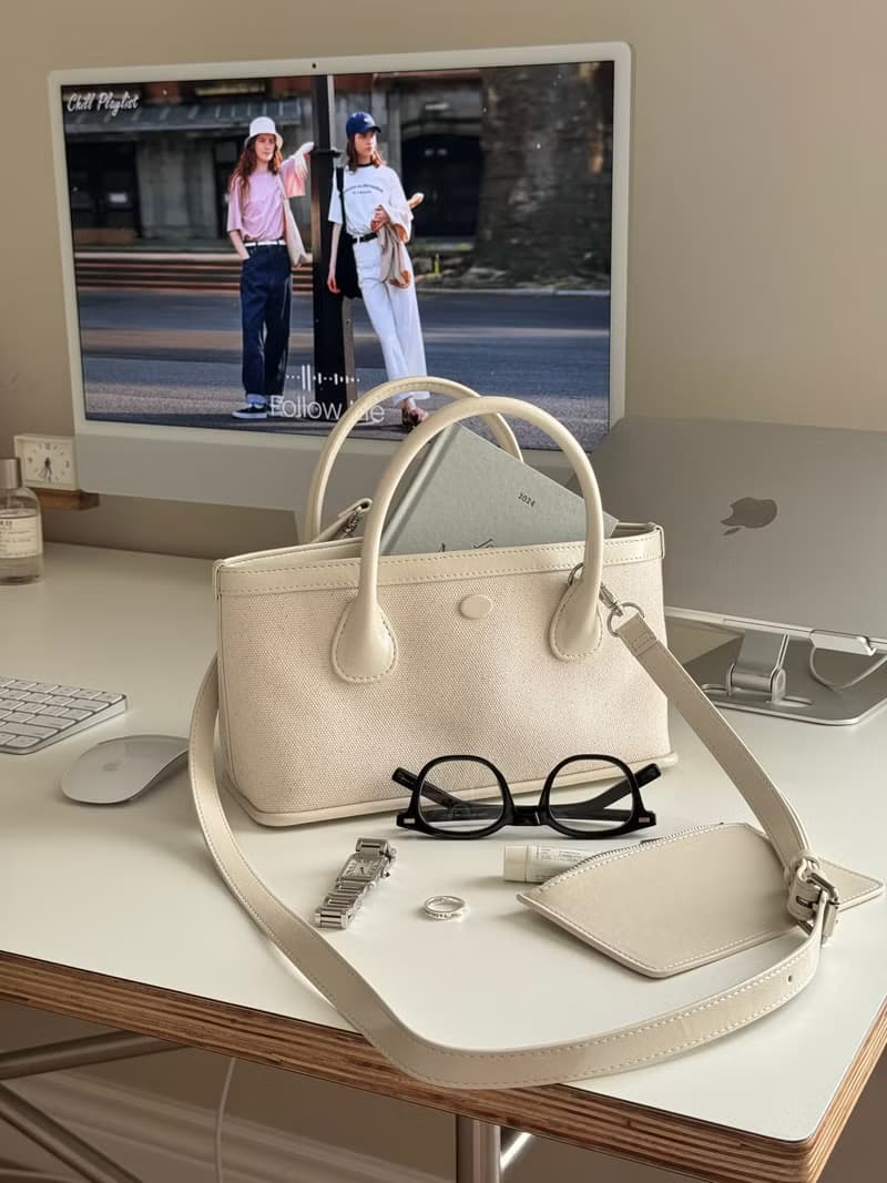 韓國 The Ally | AMY/MINI AMY BAG (附小袋)|白色|帆布斜背包