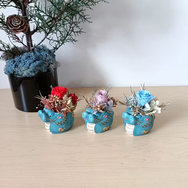 情人節禮物花束粉金永生盆花 注連繩|達摩過年桌花開運小物貓之日