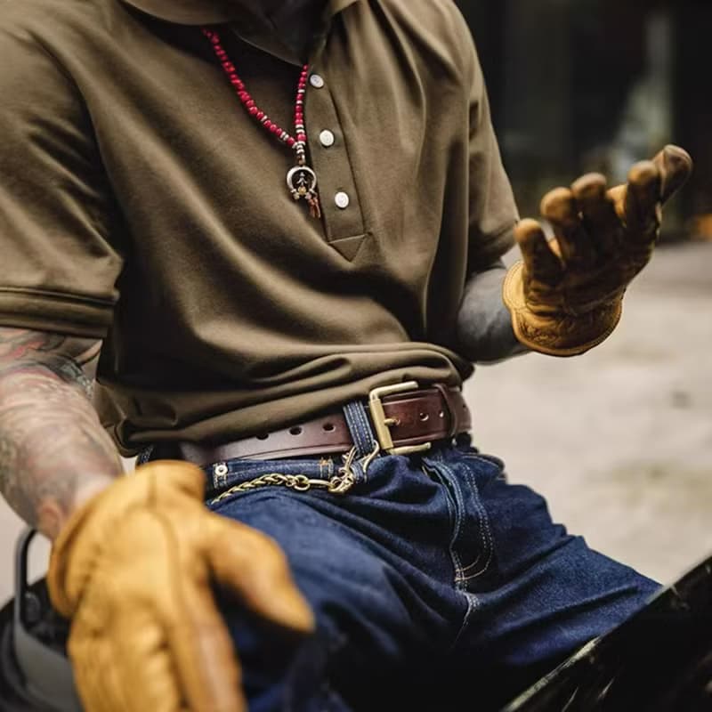 【免費刻英文】復古男士真皮皮带 銅扣整层牛皮腰带 休閒牛仔褲帶