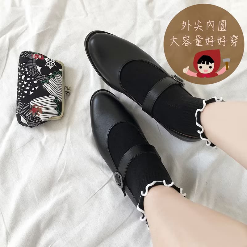 全真皮瑪莉珍娃娃鞋-簡雅黑皮鞋