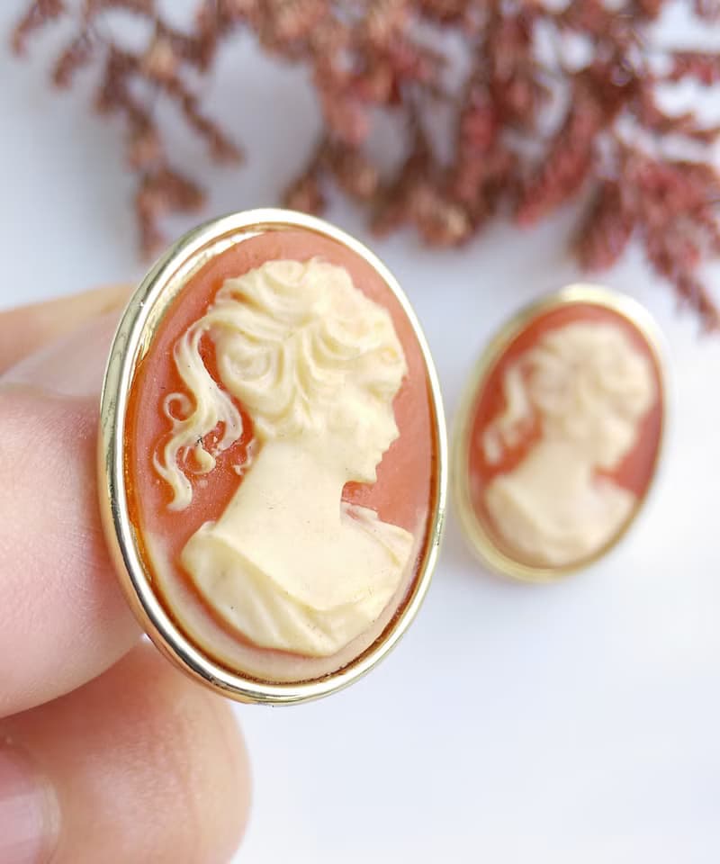 Vintage Jewelry 西洋古董飾品 CAMEO 古典簡約 針式耳環