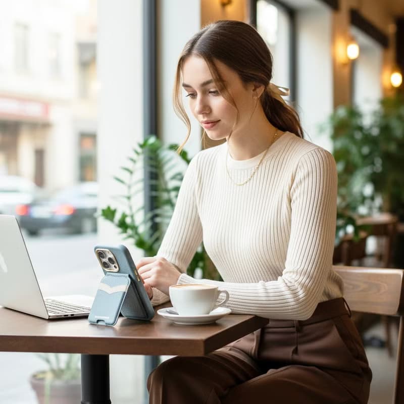 皮革MagSafe錢包支架附化妝鏡 iPhone 手機殼 磁吸 Pro Max