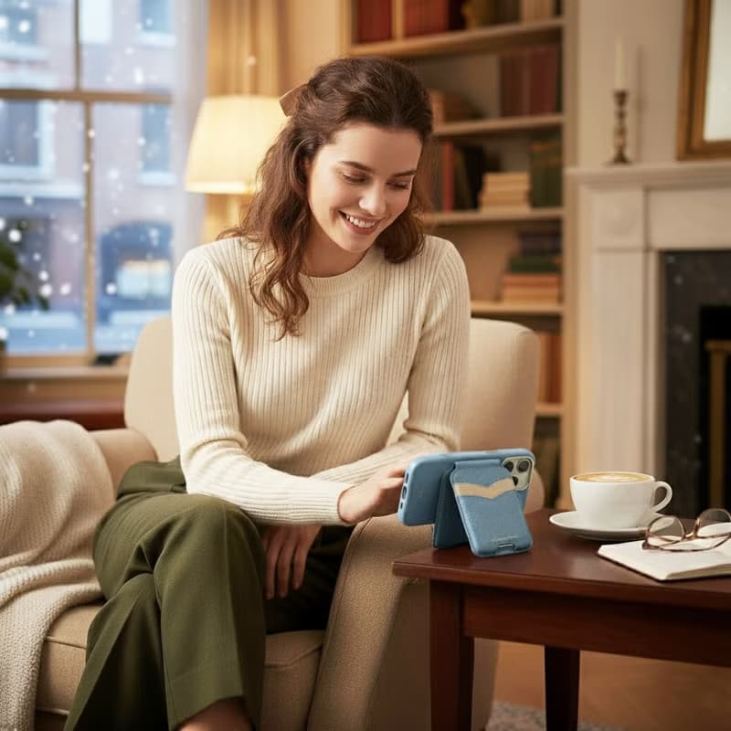 皮革MagSafe錢包支架附化妝鏡 iPhone 手機殼 磁吸 Pro Max