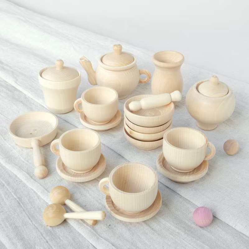 Wooden tea set Montessori Baby Toys Play kitchen Baby gift Wood toy