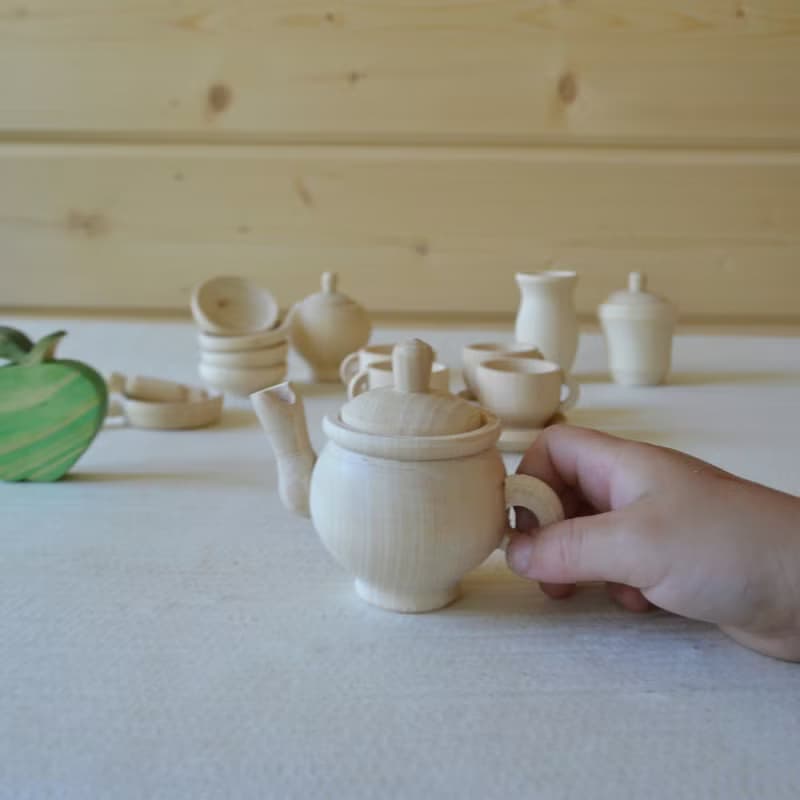 Wooden tea set Montessori Baby Toys Play kitchen Baby gift Wood toy