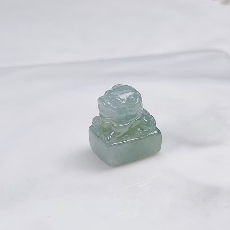 【招財神獸】冰種翡翠貔貅印章| 天然緬甸玉翡翠 | 送禮