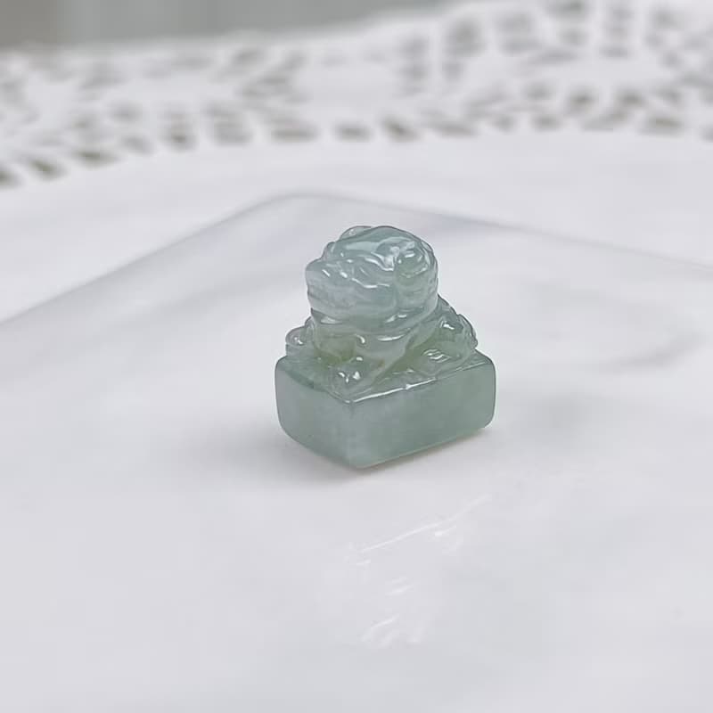 【招財神獸】冰種翡翠貔貅印章| 天然緬甸玉翡翠 | 送禮
