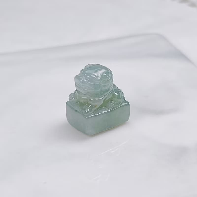 【招財神獸】冰種翡翠貔貅印章| 天然緬甸玉翡翠 | 送禮