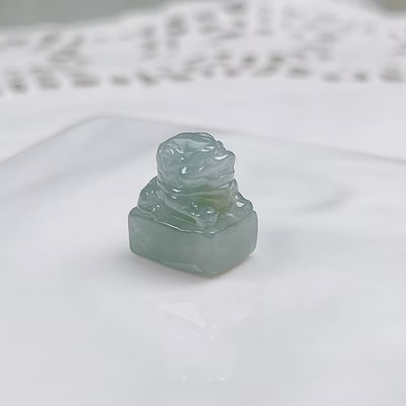 【招財神獸】冰種翡翠貔貅印章| 天然緬甸玉翡翠 | 送禮