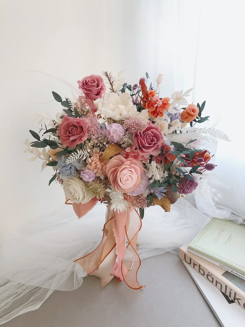 永生花 永生玫瑰花 乾燥花 新娘捧花 拍照花束 求婚花束 婚禮婚紗