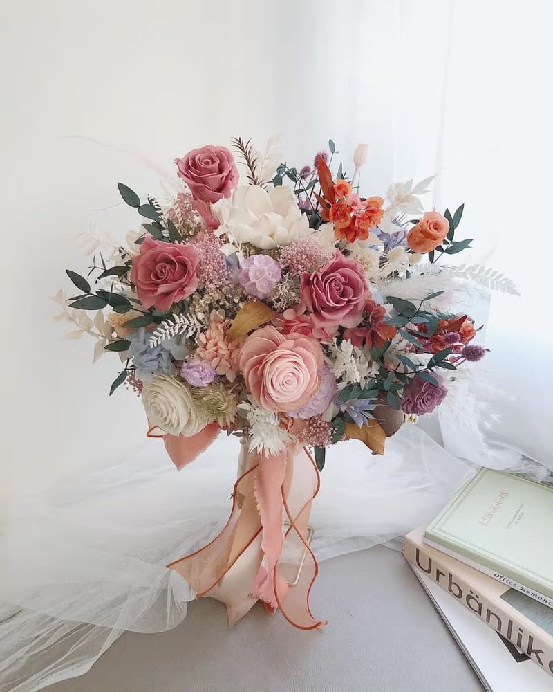 永生花 永生玫瑰花 乾燥花 新娘捧花 拍照花束 求婚花束 婚禮婚紗