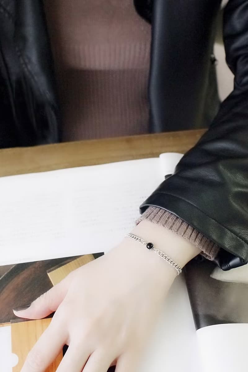 午夜爵士純銀手鍊(黑瑪瑙) | 復古個性鎖鏈 中性 簡約 泰銀 禮物