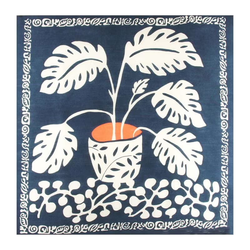 Carré Laine Monstera Marine羊毛方形圍巾