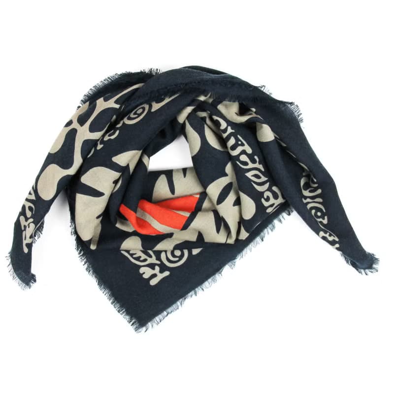 Carré Laine Monstera Marine羊毛方形圍巾