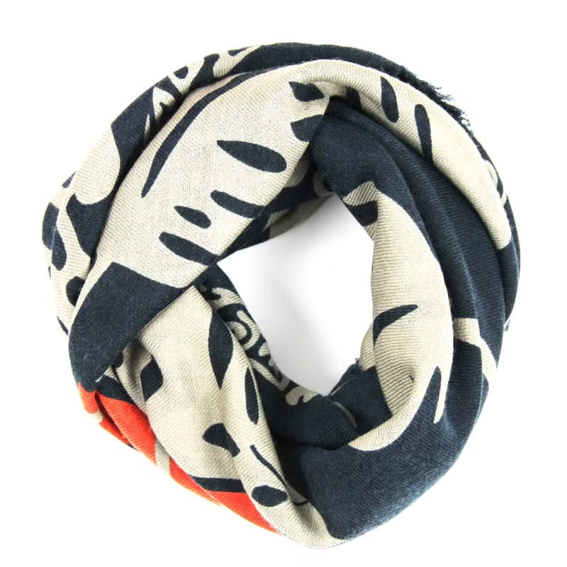 Carré Laine Monstera Marine羊毛方形圍巾