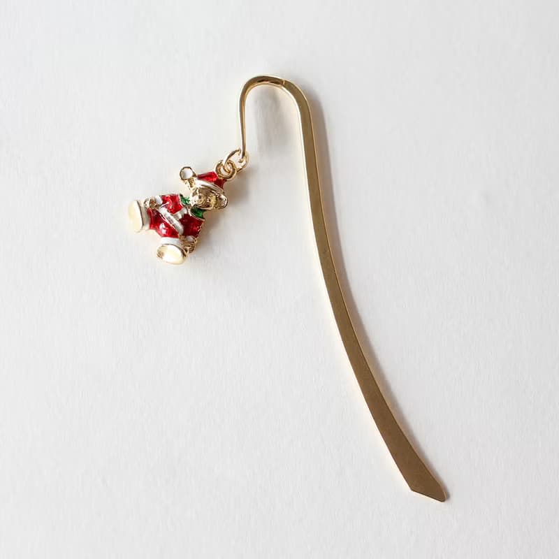 Bookmark of cute bear charm in Santa, Christmas bookmark