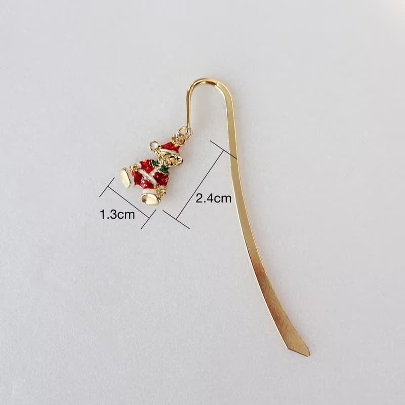 Bookmark of cute bear charm in Santa, Christmas bookmark