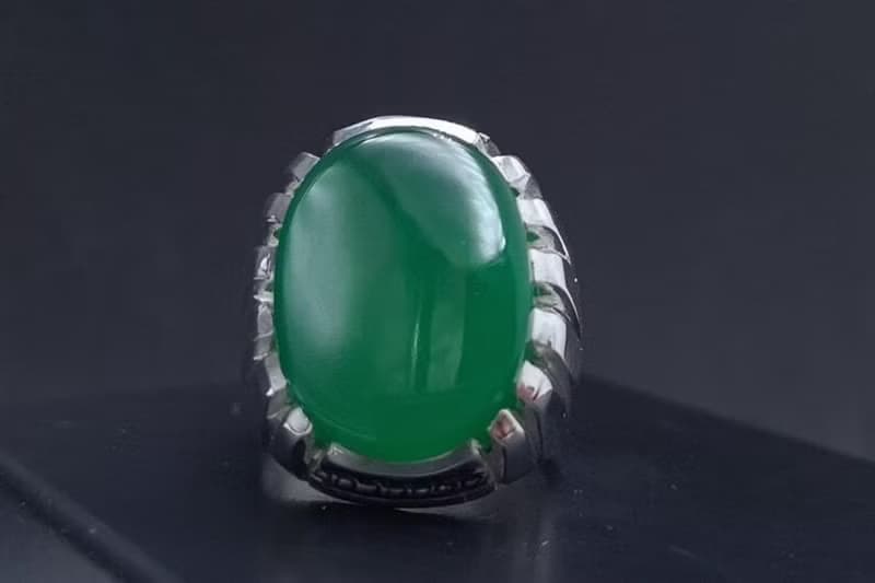 Rare Unheated Green Yemeni aqeeq ring for men Natural Yamani hakik rings gift