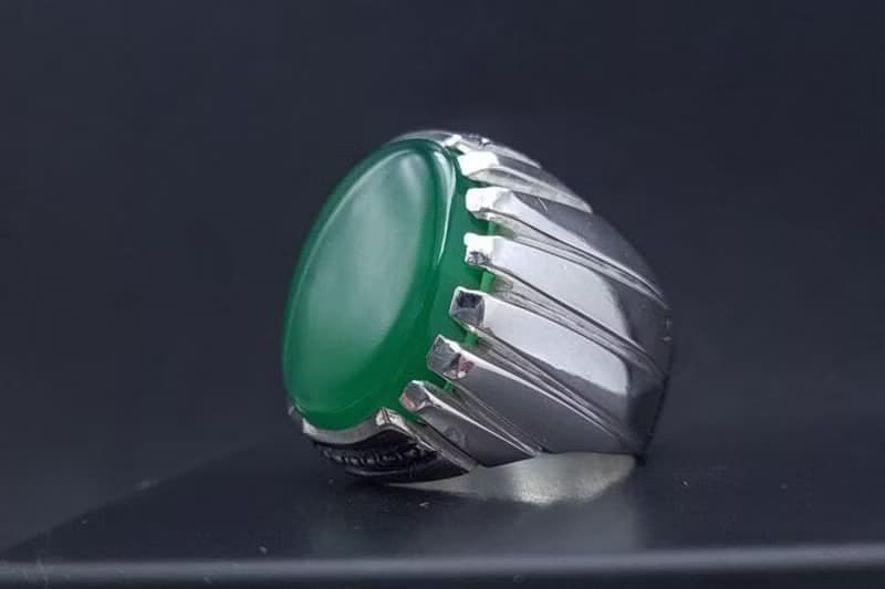 Rare Unheated Green Yemeni aqeeq ring for men Natural Yamani hakik rings gift