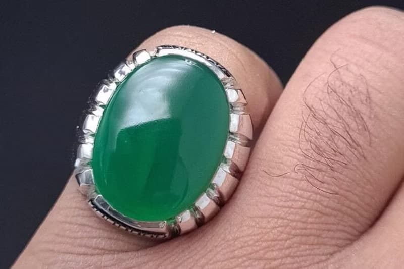 Rare Unheated Green Yemeni aqeeq ring for men Natural Yamani hakik rings gift